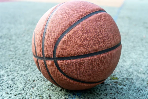 Orange Basketball Ball Ground Close Ball Red Court Basketball Street — ストック写真