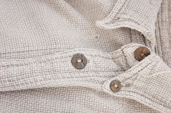 Šedá textilní košili a tlačítka — Stock fotografie