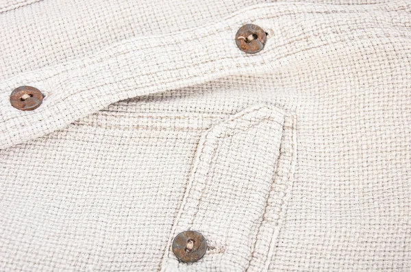 Šedá textilní košili a tlačítka — Stock fotografie