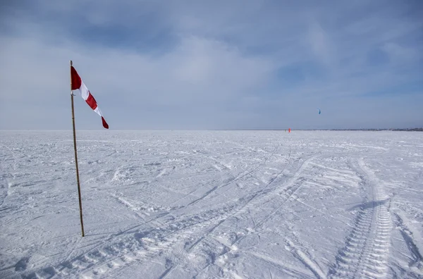 Drapeau dans la neige — Photo