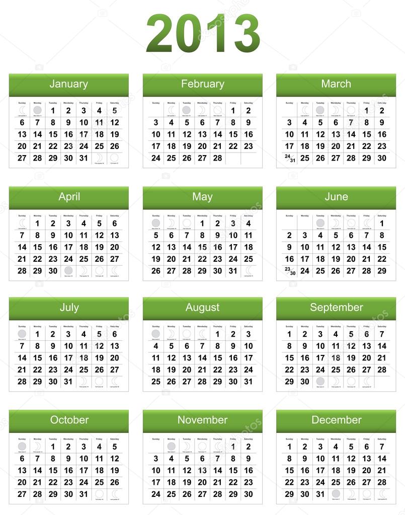 green 2013 calendar