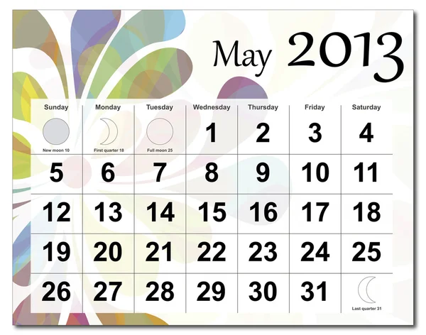Může kalendář 2013 — Stockový vektor