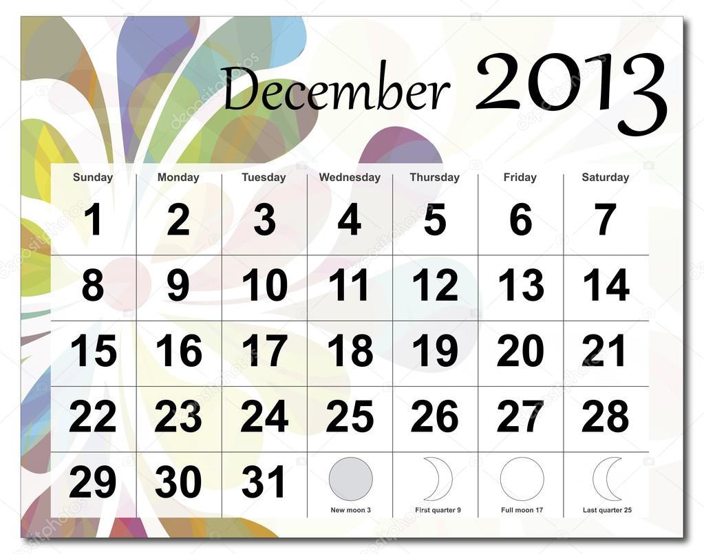 13 年 12 月カレンダー ストックベクター C Lutya
