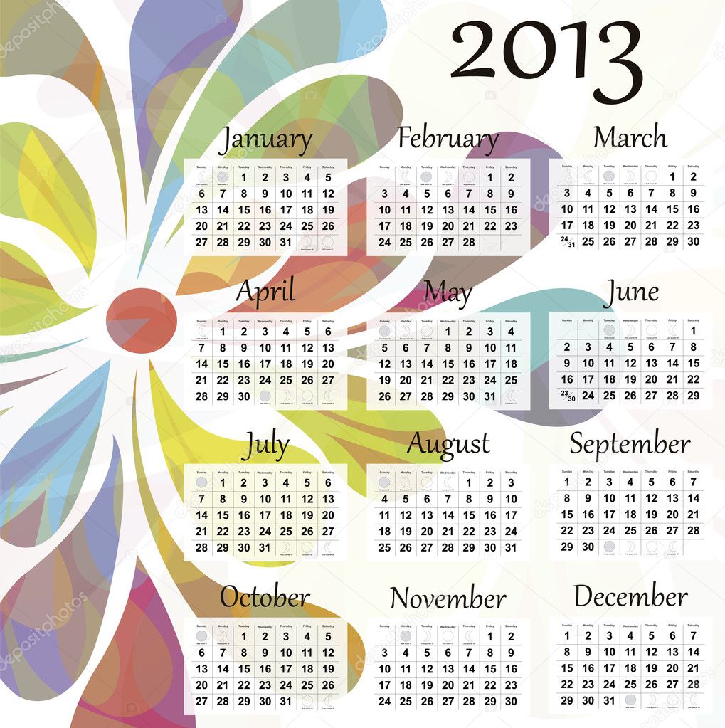 2013 calendar Stock Vector by ©Lutya 13311549
