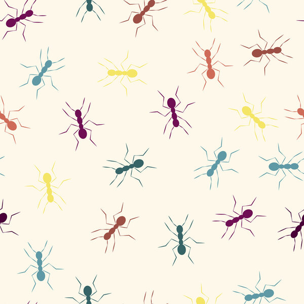 Colourful ants seamless pattern