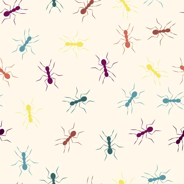 Färgglada myror seamless mönster — Stock vektor