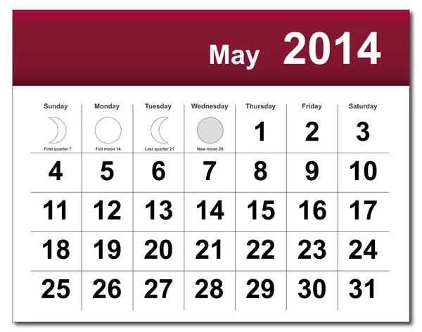 Kan 2014 kalender — Stockvector