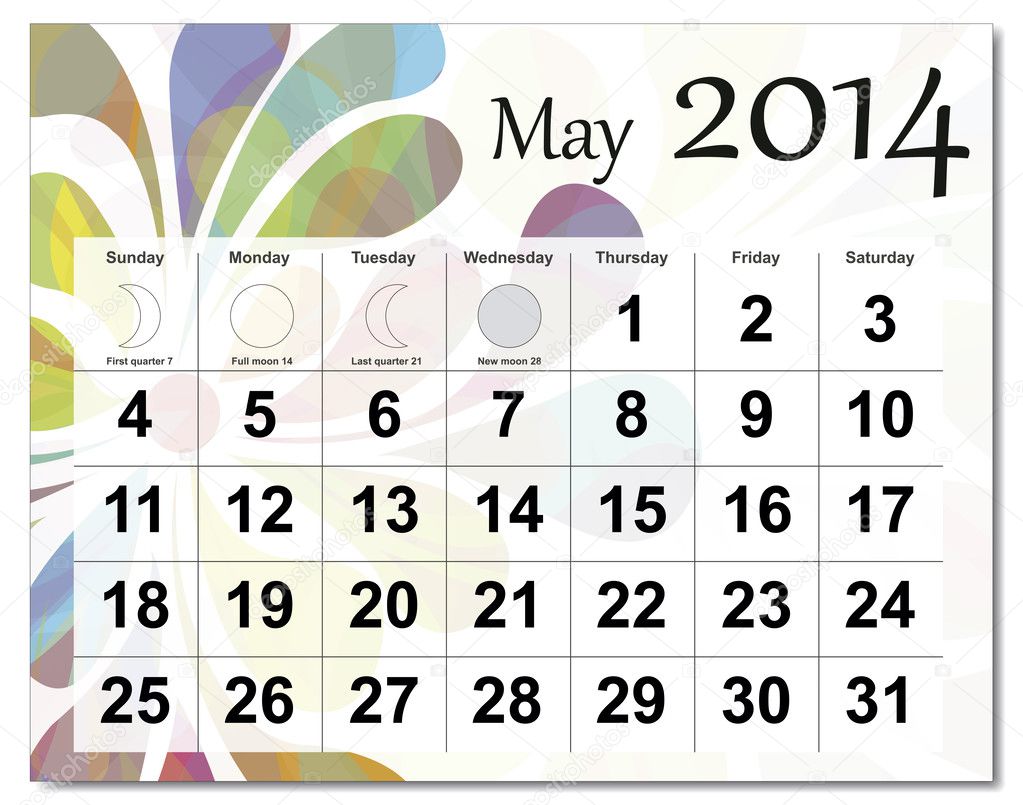 May 14 Calendar Stock Vector Image By C Lutya