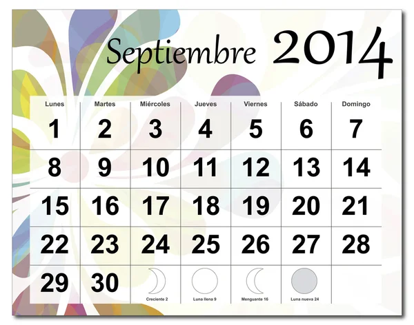 2014. szeptember naptár — Stock Vector