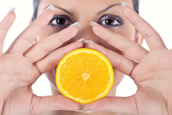 Mulher com frutas — Fotografia de Stock