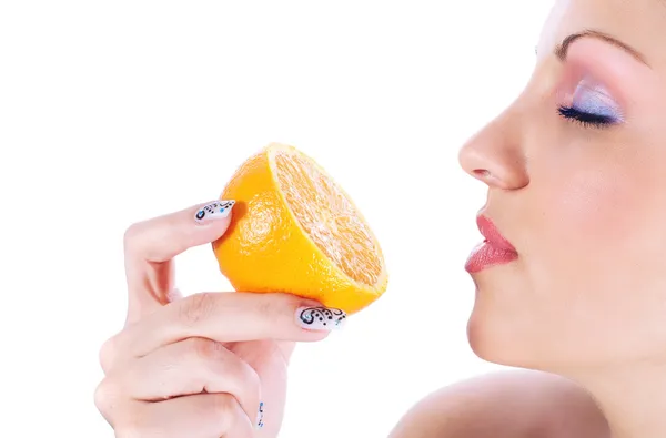 Woman with fruits Stock Photo