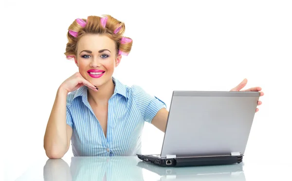 Funny woman in a business — Stock Photo, Image