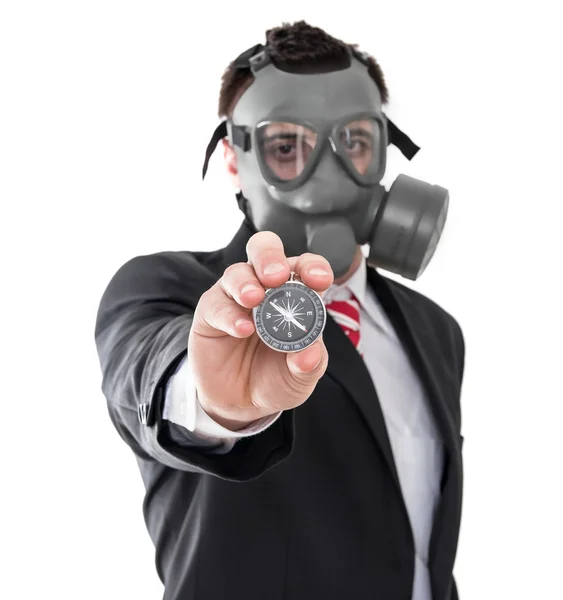 Man med gasmask — Stockfoto