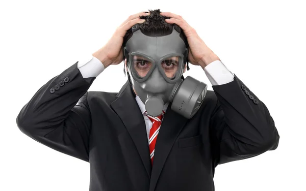 Empresario con máscara de gas — Foto de Stock