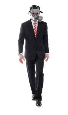 iş adamı gaz maskesi