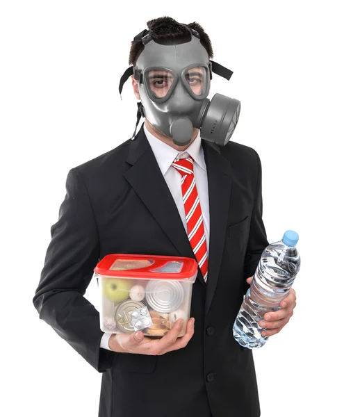 Business man with gas mask — Stock Photo, Image