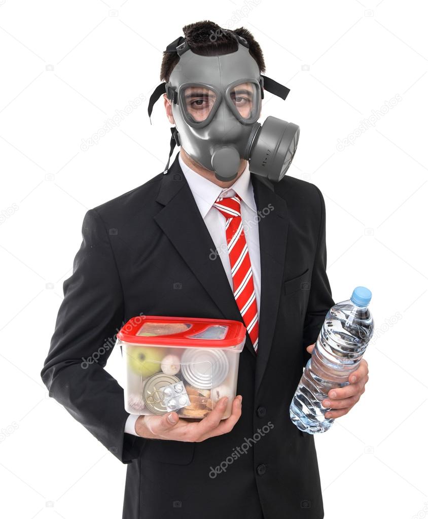 Business man with gas mask