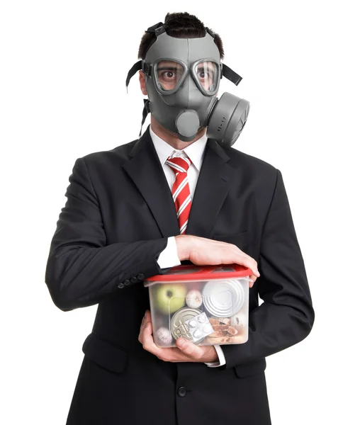 Business man with gas mask — Stock Photo, Image