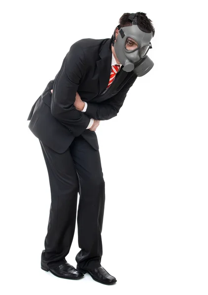 Business man with gas mask — Stock Photo, Image