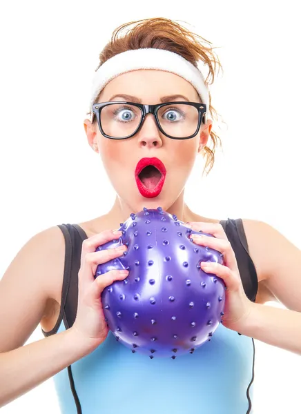 Funny fitness vrouw — Stockfoto