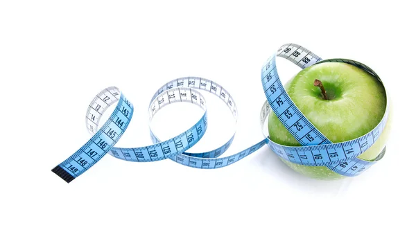 Äpple med måttband — Stockfoto