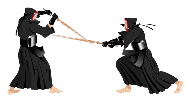 Guerreros Kendo luchando — Vector de stock