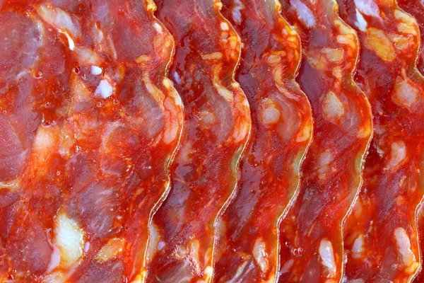 Spicy Spanish Chorizo (Cured Paprika sausage) - Salami, Pepperoni — Stock Photo, Image