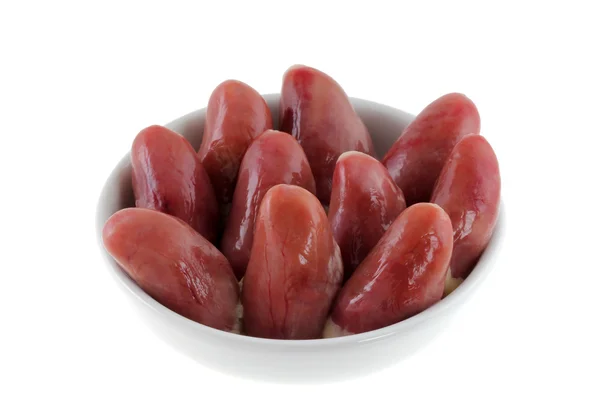 A bowl of Fresh Chicken Hearts — Stock Photo, Image