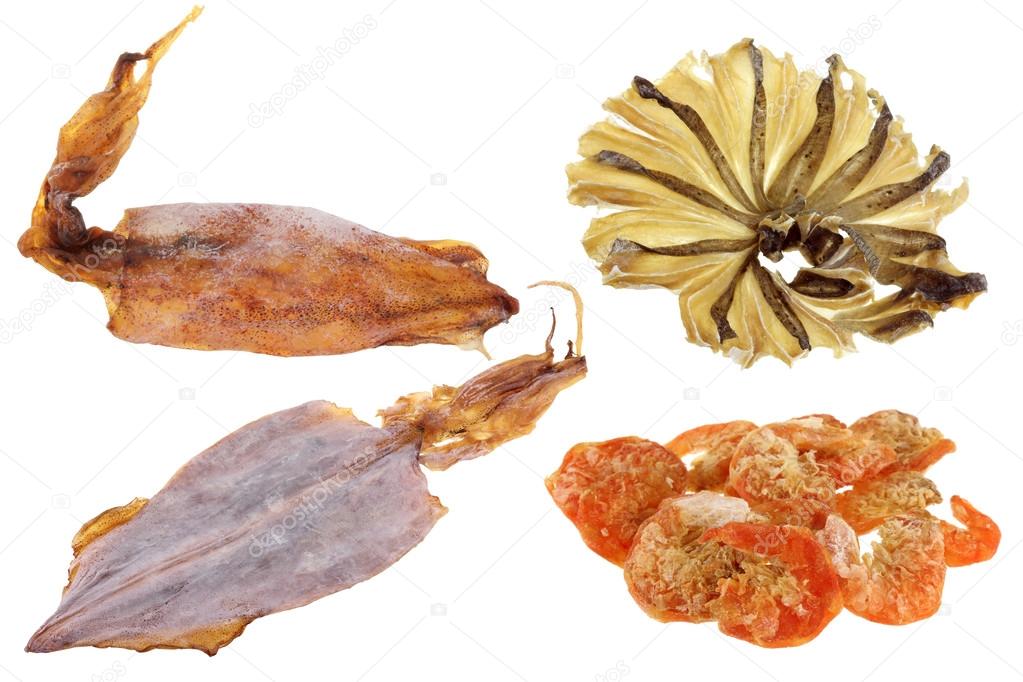 A group of Sun Dried seafood