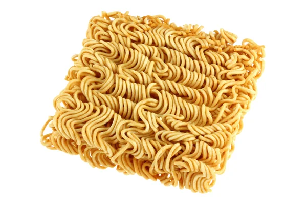 Un bloque de fideos instantáneos secos — Foto de Stock