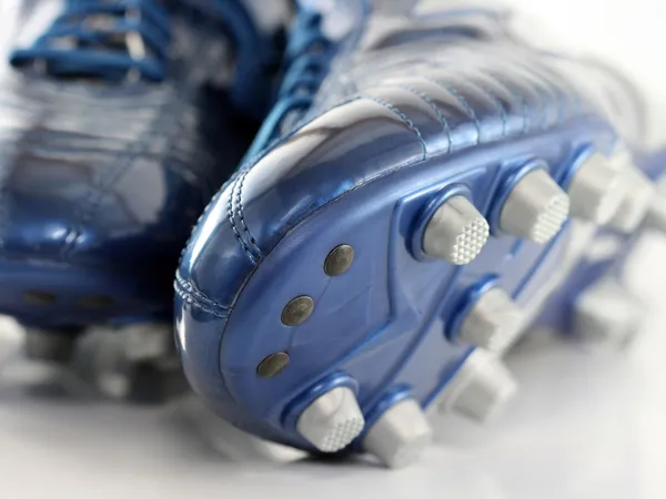 Glanzende blauwe voetbal laarzen, schoenen — Stockfoto