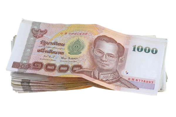 Thailändisches Geld: ein Stapel von 1000 Banknoten — Stockfoto