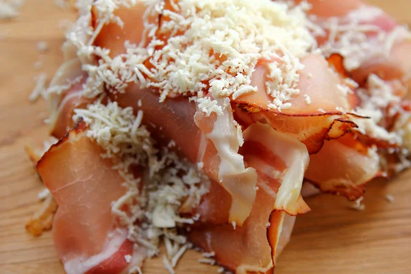 Thinly sliced Tyrolean Smoked bacon (ham) — Stock Photo, Image