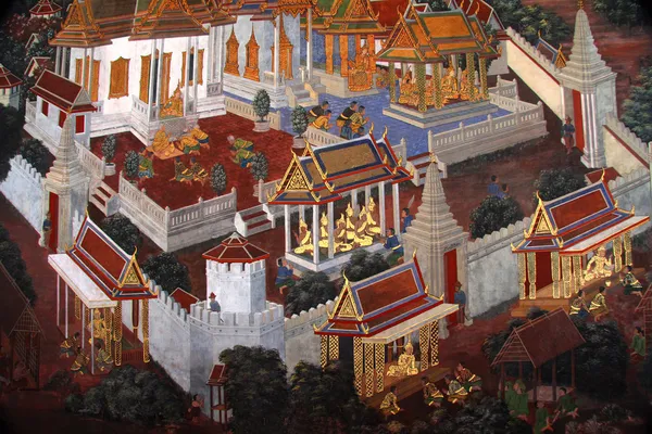 Duvar, bangkok, Tayland, altın devlerin çizim — Stok fotoğraf