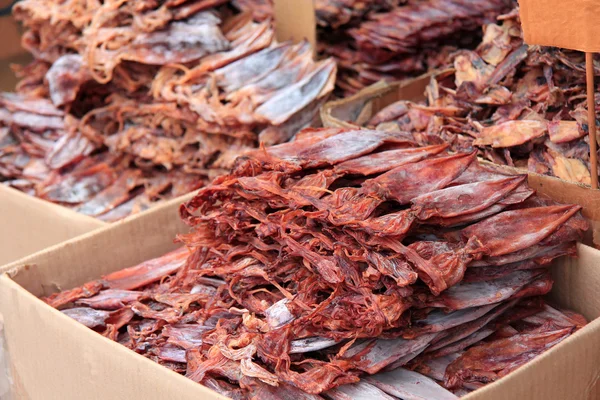 Dried squid, cuttlefish for sale at the local market in Asia — Stock Photo, Image