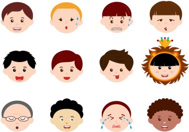 Icons: Heads of Boys, Men, Kids clipart