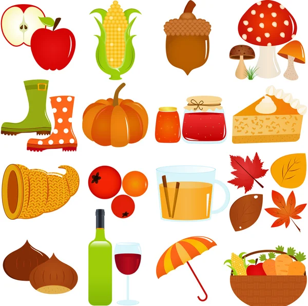 Iconos: Otoño, Tema de otoño — Vector de stock