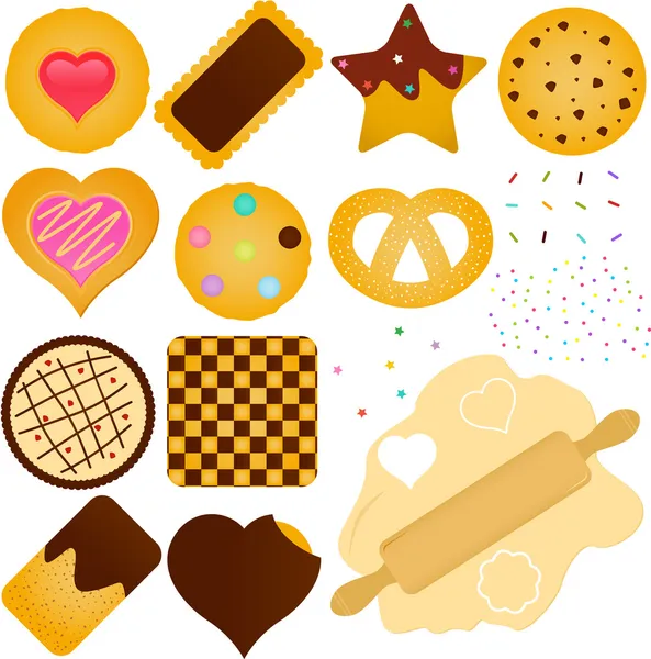 Galletas y galletas con masa — Vector de stock