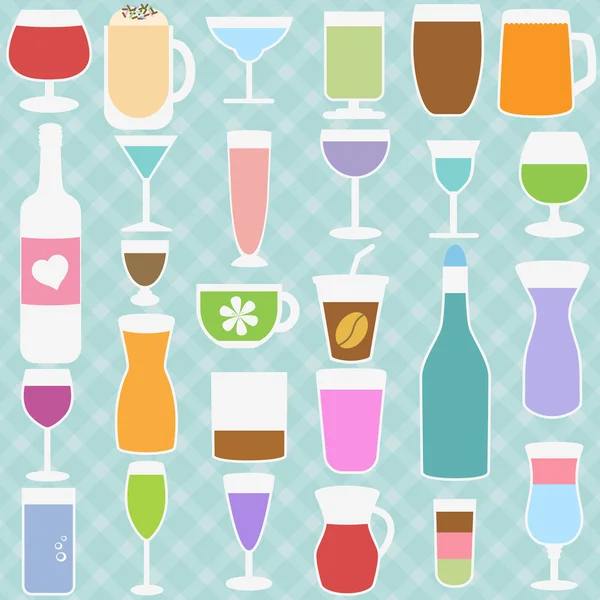 Fles en glas in pastel kleur — Stockvector