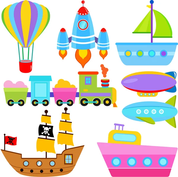 Boat, Ship, Aircraft Vehicles, Transportation — Stock Vector