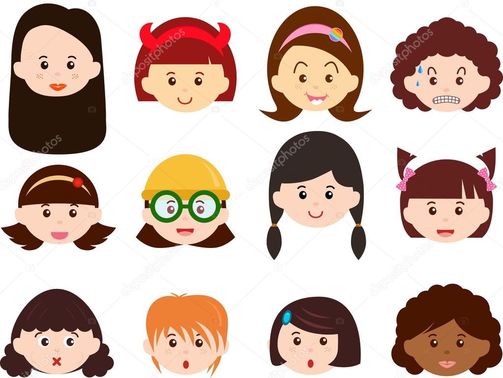 Icons : Heads of Girls, Women, Kids