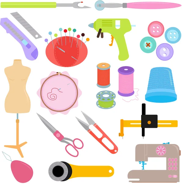 Utensili per cucire e accessori artigianali — Vettoriale Stock