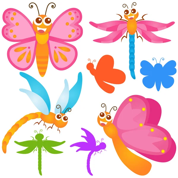 Schmetterling, Libelle — Stockvektor