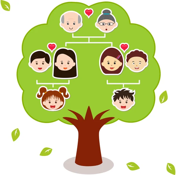 Släktträd, ett diagram på en genealogiska träd — Stock vektor