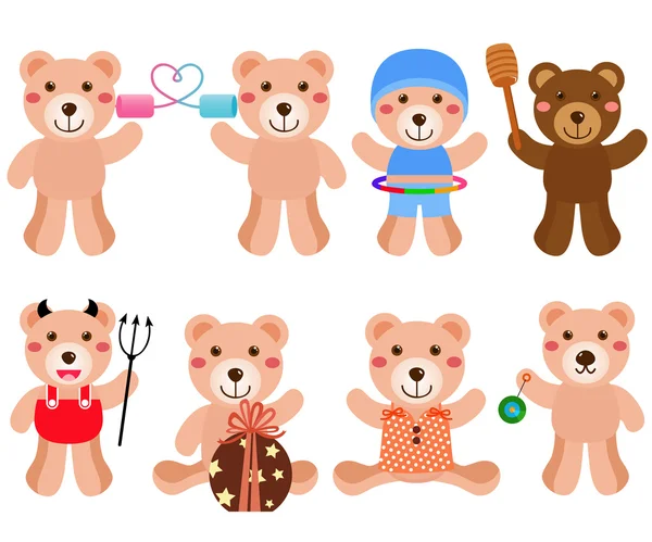 Vector Bears in different positions — Stock Vector