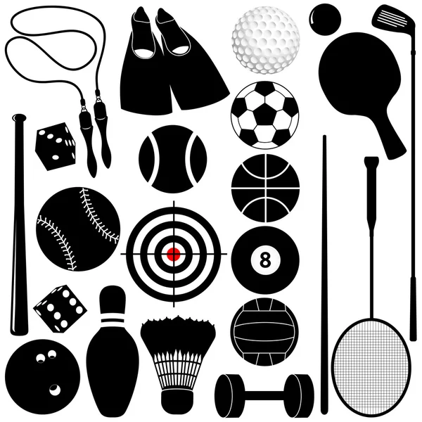 Sports Set: Balls, other exercise equipments — Stock Vector