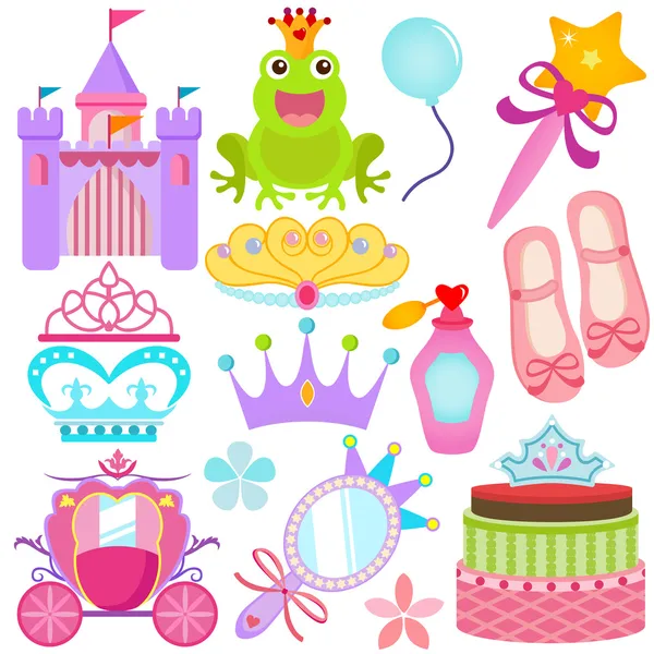 Iconos vectoriales: Conjunto de princesa dulce — Vector de stock