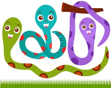 Sevimli vektör simgeler renkli bir tema: yılan