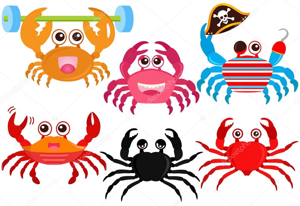 Animal Vector Icons : Cute colorful Crabs
