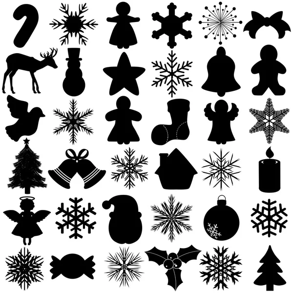 Silhouet van naadloze sneeuwvlok festival symbool van Kerstmis — Stockvector